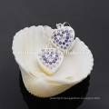 Popular Women Style Plating silver Earring Purple Crystal Heart Shape Charming Earring DS010